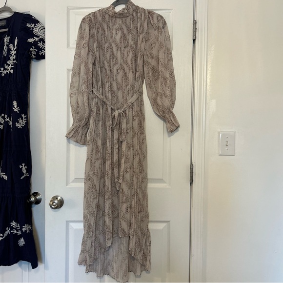 EN SAISON Ever Pleated Cream Waist Tie Ruffle Collar Dress Leopard size M - Picture 5 of 10